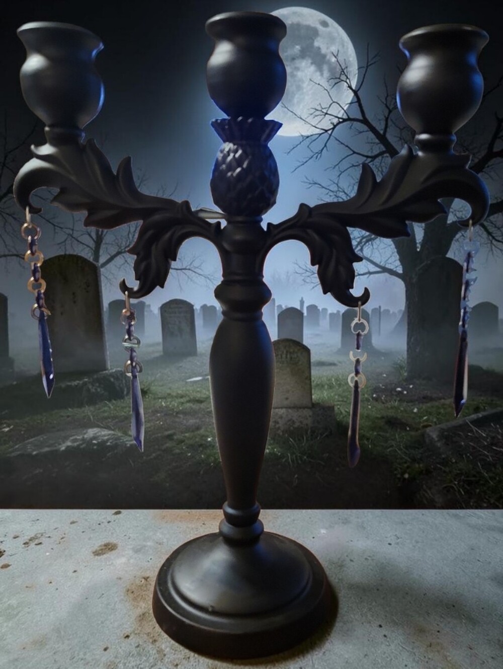 2017 Target Spooky Halloween Nocturne Black Metal Candelabra Candlestick Holder - Picture 2 of 2